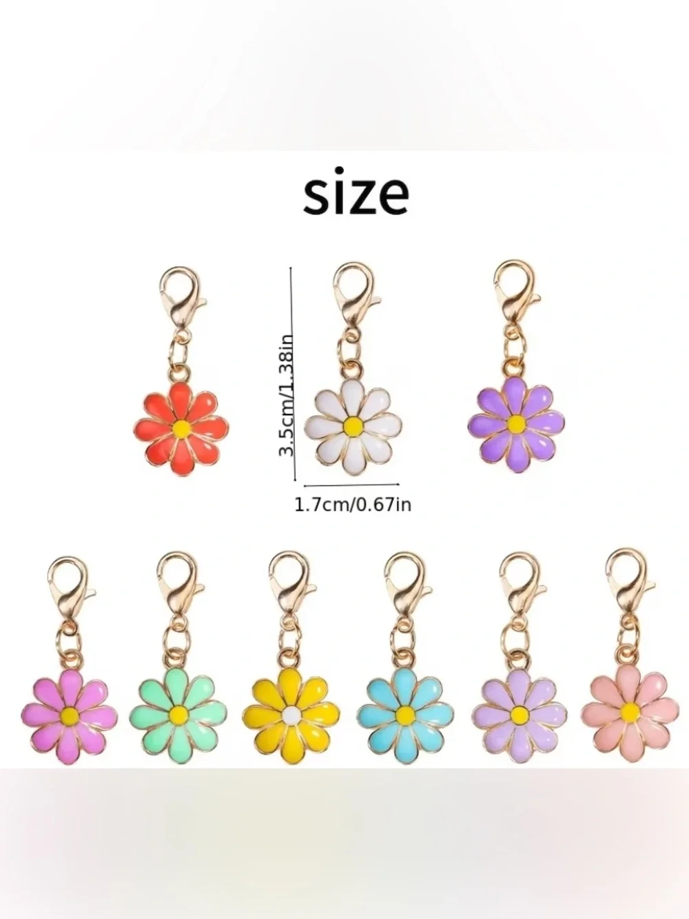 Daisy Enamel Charm with Lobster Clasp random color